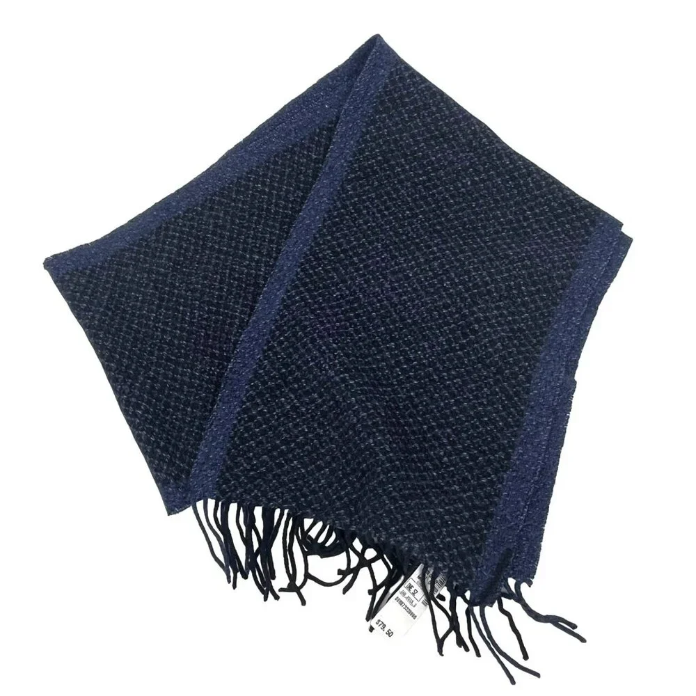 Jos. A Bank Wool-Blend Scarf Black/Blue NWT